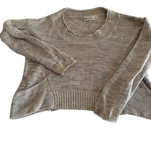 byCORPUS Speckled Knit Sweater Women Small Neutral Crew Neck Cropped